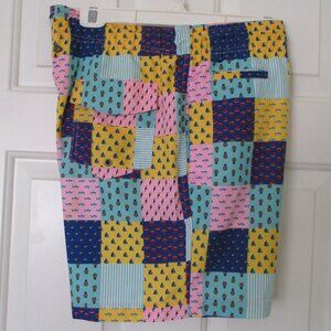 Charleston Threads Mens Fully Lined Multicolor Patchwork Swim Trunk- Size Medium